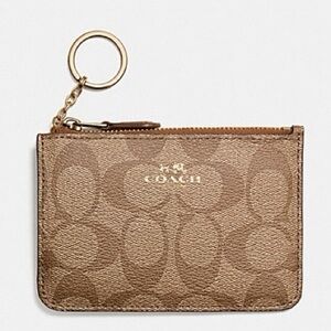 Signature Coach Tan Monogram Mini Wallet Pouch with Keychain